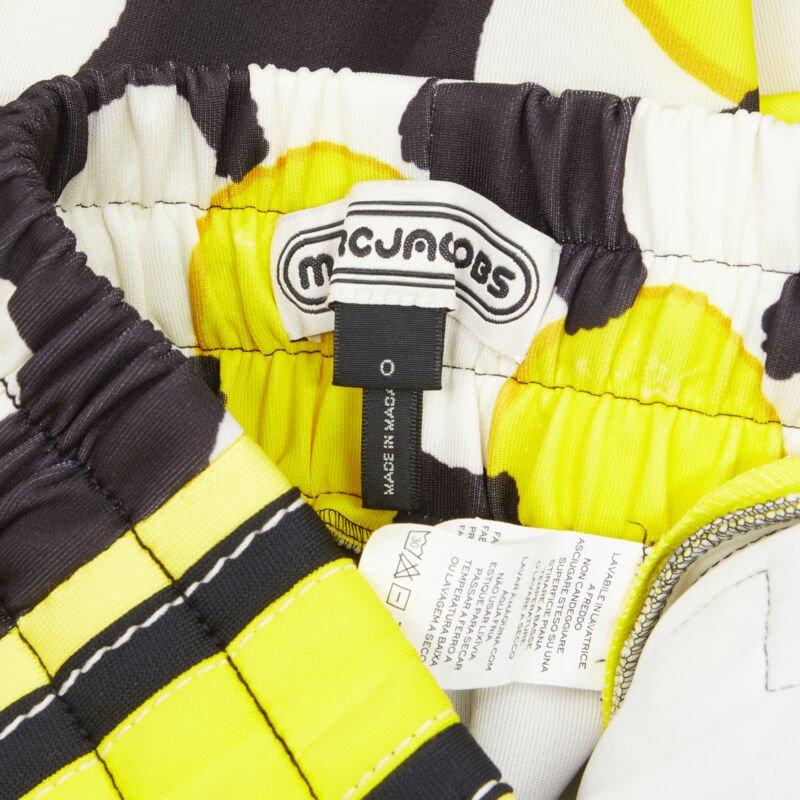 MARC JACOBS Daisy black white yellow side trim wide leg track pants US0 XS For Sale 3