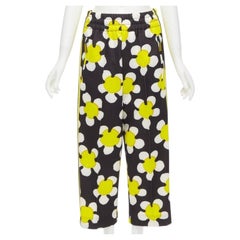MARC JACOBS Daisy, pantaloni da ginnastica a gamba larga in bianco nero giallo US0 XS