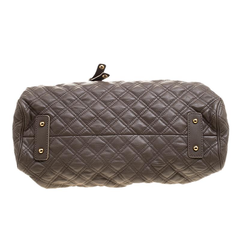 Women's Marc Jacobs Dark Beige Quilted Leather Stam Shoulder Bag