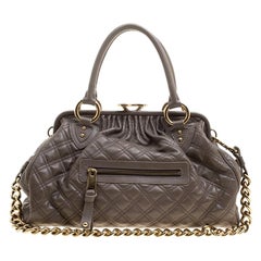 Marc Jacobs Dark Beige Quilted Leather Stam Shoulder Bag