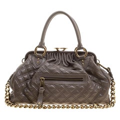 Marc Jacobs Dark Beige Quilted Leather Stam Shoulder Bag