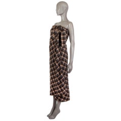 MARC JACOBS dark brown wool PLAID STRAPLESS MIDI Dress 6 S