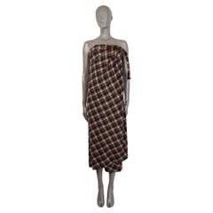 MARC JACOBS dark brown wool PLAID STRAPLESS MIDI Dress 6 S