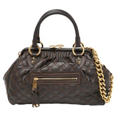 Marc Jacobs Dark Choco Brown Quilted Leather Stam Satchel