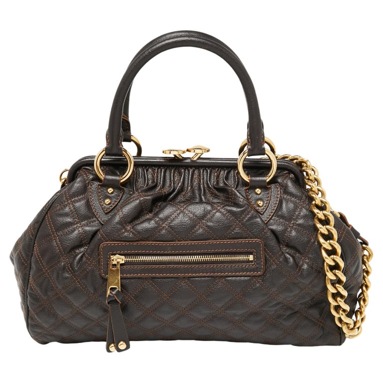 Marc Jacobs Dark Choco Brown Quilted Leather Stam Satchel For Sale at ...