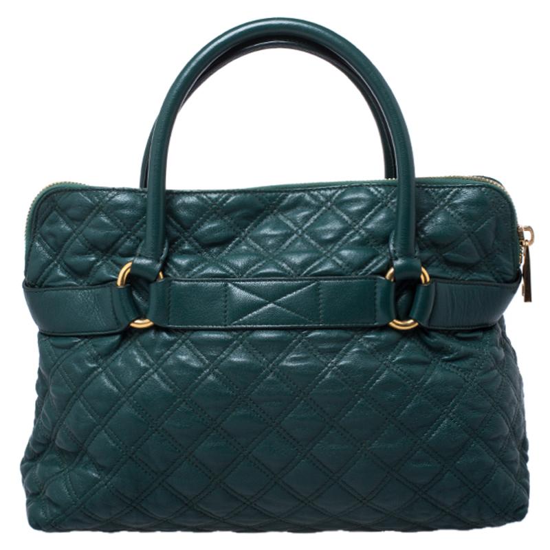 Marc Jacobs Dark Green Quilted Leather Bruna Belted Tote 3