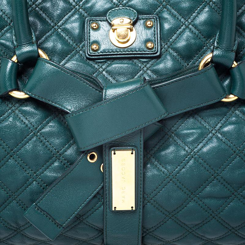 Marc Jacobs Dark Green Quilted Leather Bruna Belted Tote 5