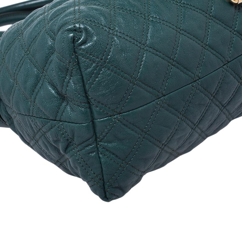Women's Marc Jacobs Dark Green Quilted Leather Bruna Belted Tote