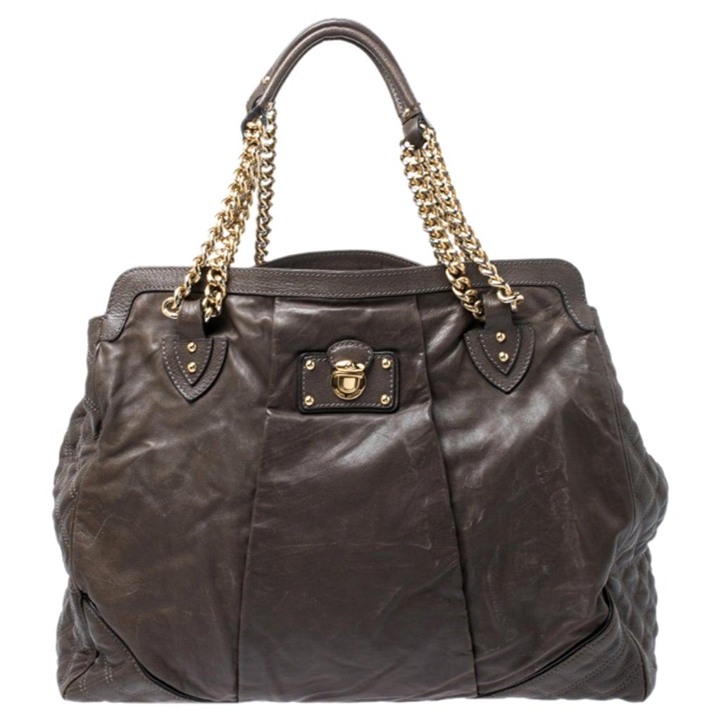Marc Jacobs Dark Grey Mix Quilted Leather Classic East-West Tote
