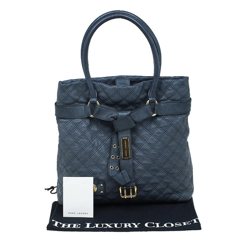 Marc Jacobs Dark Grey Quilted Leather Casey Double Stitch Tote 10