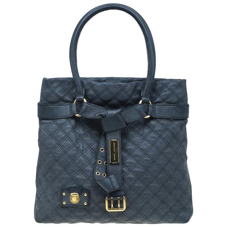 Marc Jacobs Dark Grey Quilted Leather Casey Double Stitch Tote at 1stDibs