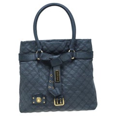 Marc Jacobs Dark Grey Quilted Leather Casey Double Stitch Tote