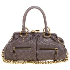 Marc Jacobs Dark Grey Quilted Leather Stam Satchel