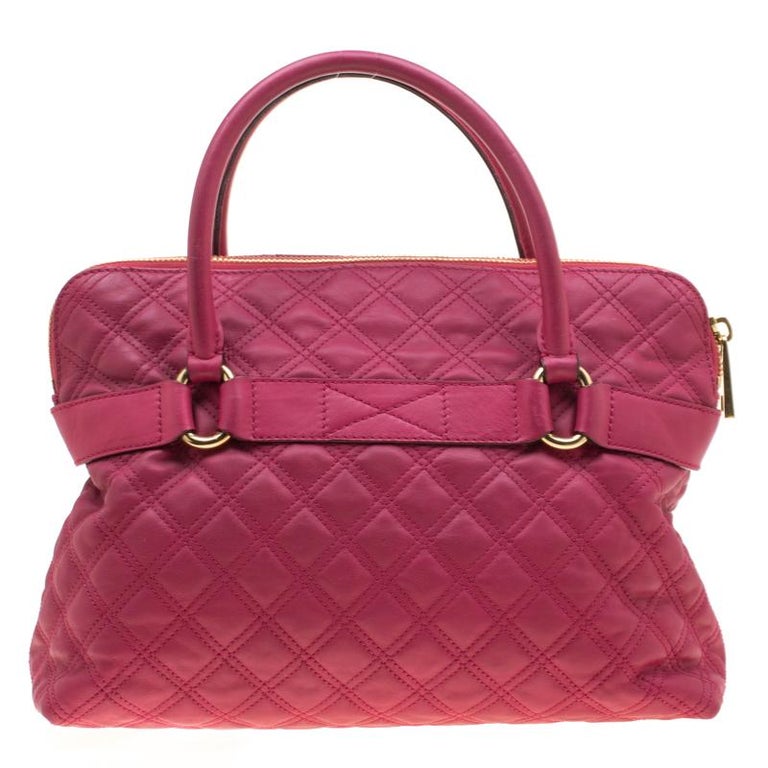 Marc Jacobs Dark Pink Quilted Leather Bruna Belted Tote For Sale at 1stDibs