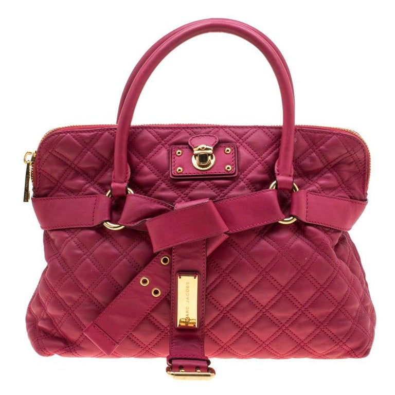 Marc Jacobs Dark Pink Quilted Leather Bruna Belted Tote For Sale at 1stDibs
