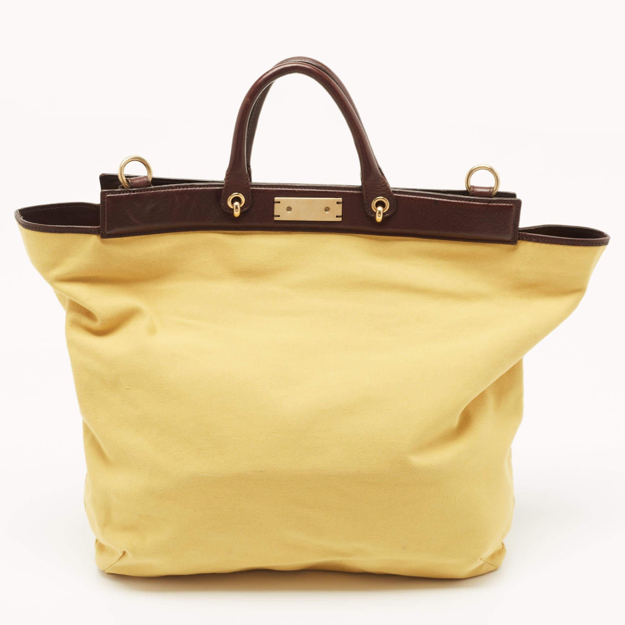 Black Marc Jacobs Ebony/Yellow Canvas and Leather Robert Duffy Bag on Bag Tote For Sale