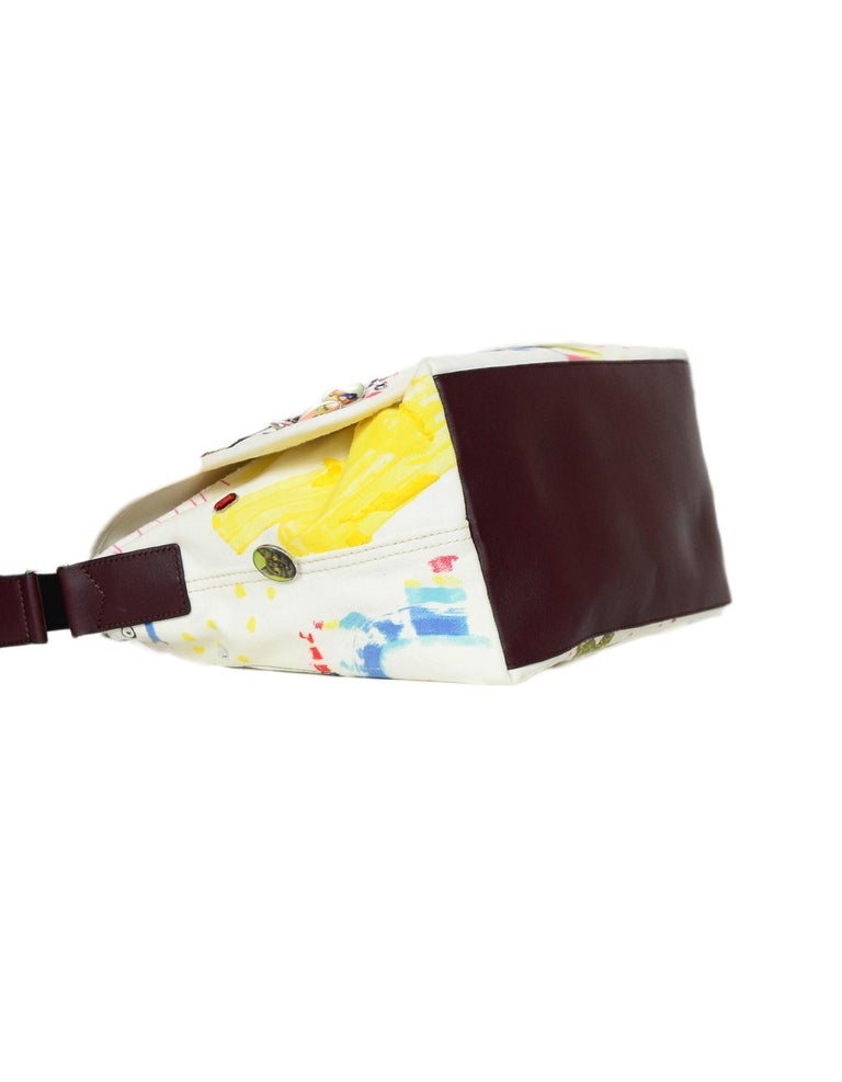 Marc Jacobs Embellished CollagePrint White Canvas Large Messenger Bag