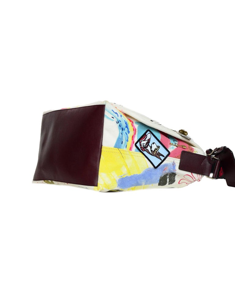Marc Jacobs Embellished CollagePrint White Canvas Large Messenger Bag