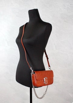 Marc Jacobs Embossed Croc-Textured Leather Crossbody Bag — Brown