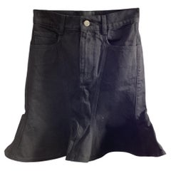 Marc Jacobs Fluted Denim Mini Skirt in Black Cotton
