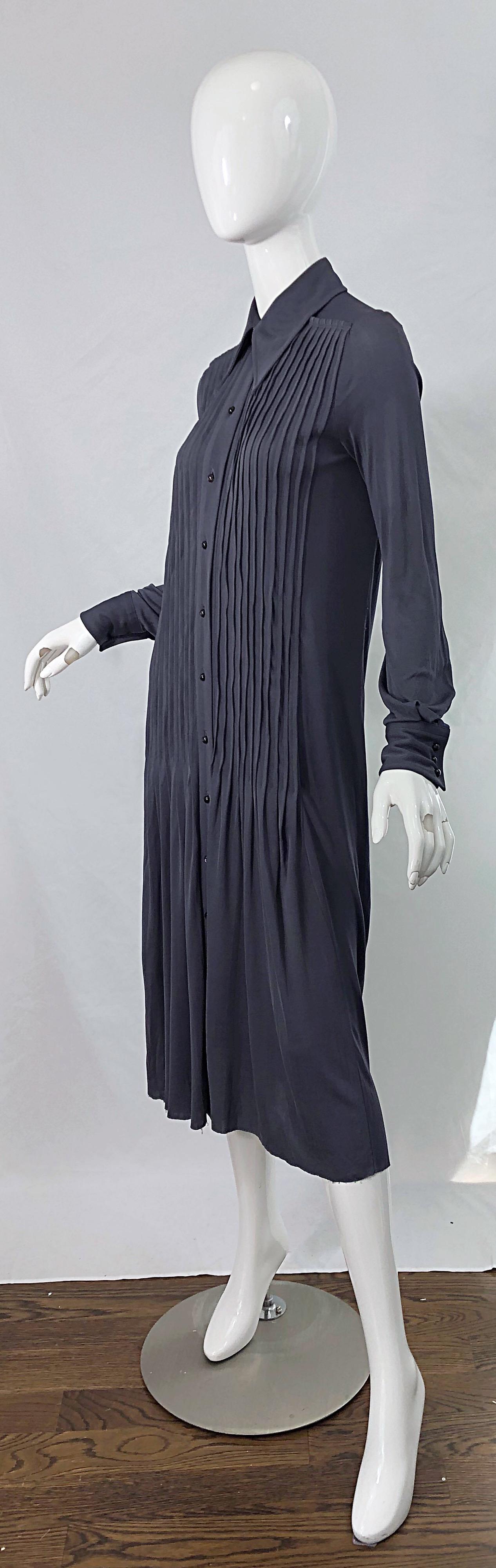 Marc Jacobs for Bergdorf Goodman 1920s Flapper Style Gray 20s Rayon Shirt Dress For Sale 3