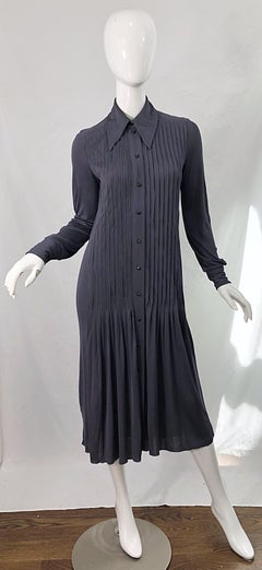 Marc Jacobs for Bergdorf Goodman 1920s Flapper Style Gray 20s Rayon Shirt Dress