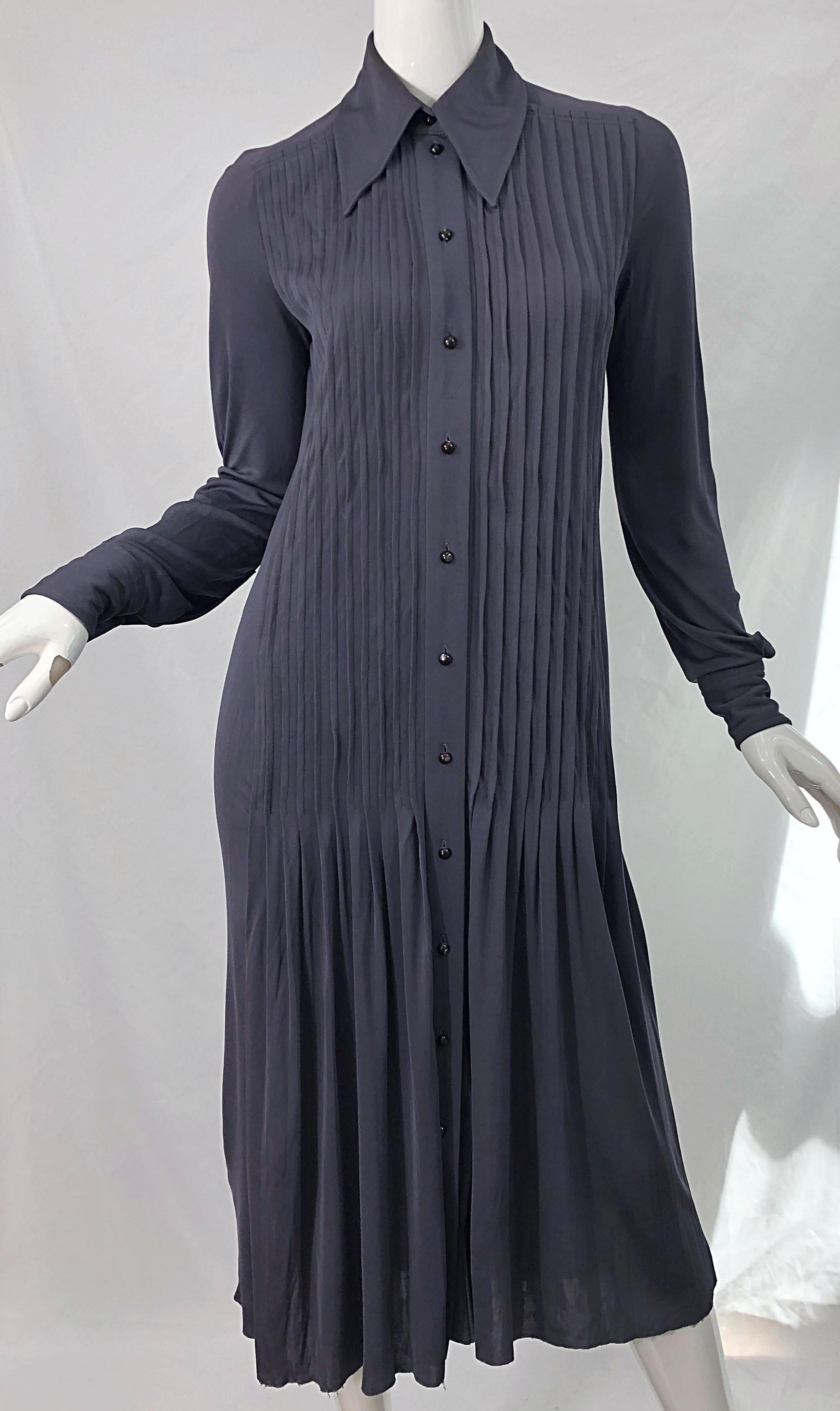 Marc Jacobs for Bergdorf Goodman 1920s Flapper Style Gray 20s Rayon Shirt Dress For Sale 1