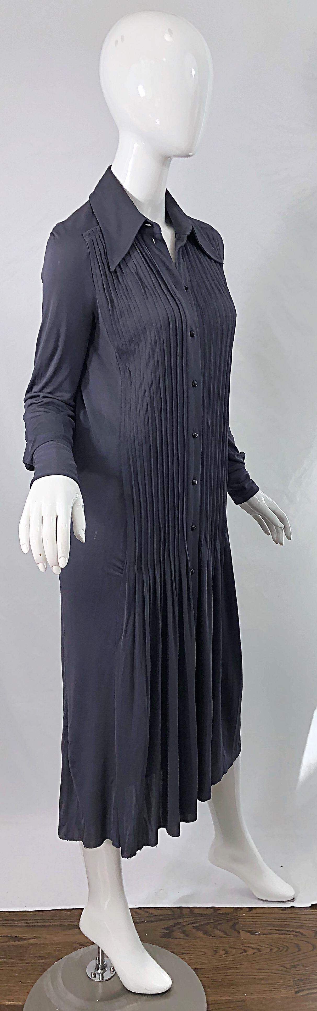 Marc Jacobs for Bergdorf Goodman 1920s Flapper Style Gray 20s Rayon Shirt Dress For Sale 2