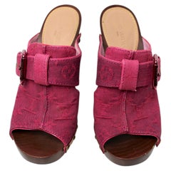 Marc Jacobs for Louis Vuitton Pink Denim Monogram Platform Clogs circa Y2K