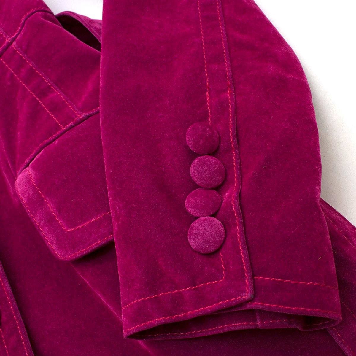Women's Marc Jacobs Fuchsia Long Velvet Trench Coat US 4