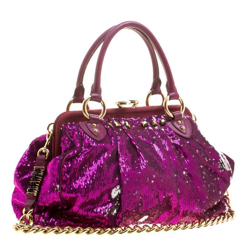 Purple Marc Jacobs Fuchsia Sequin New York Rocker Stam Shoulder Bag