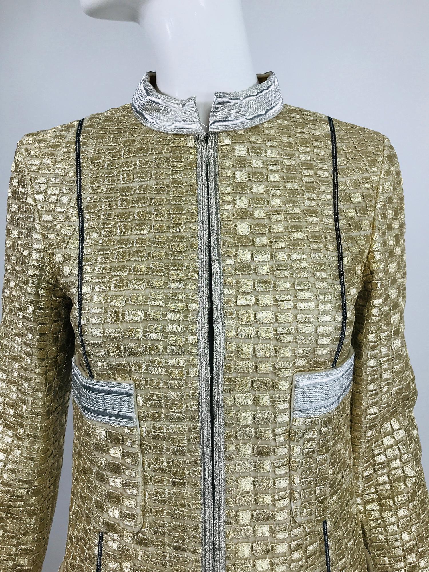 Marc Jacobs Gold and Silver Metallic 4 Pocket Coat For Sale 5