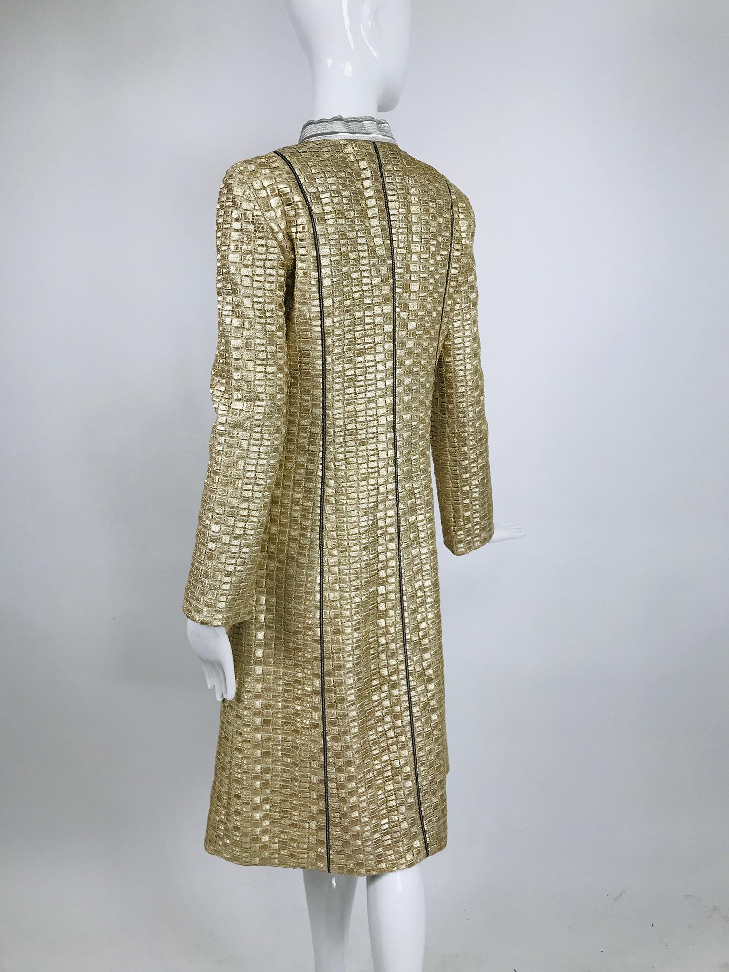 Marc Jacobs Gold and Silver Metallic 4 Pocket Coat In Excellent Condition For Sale In West Palm Beach, FL
