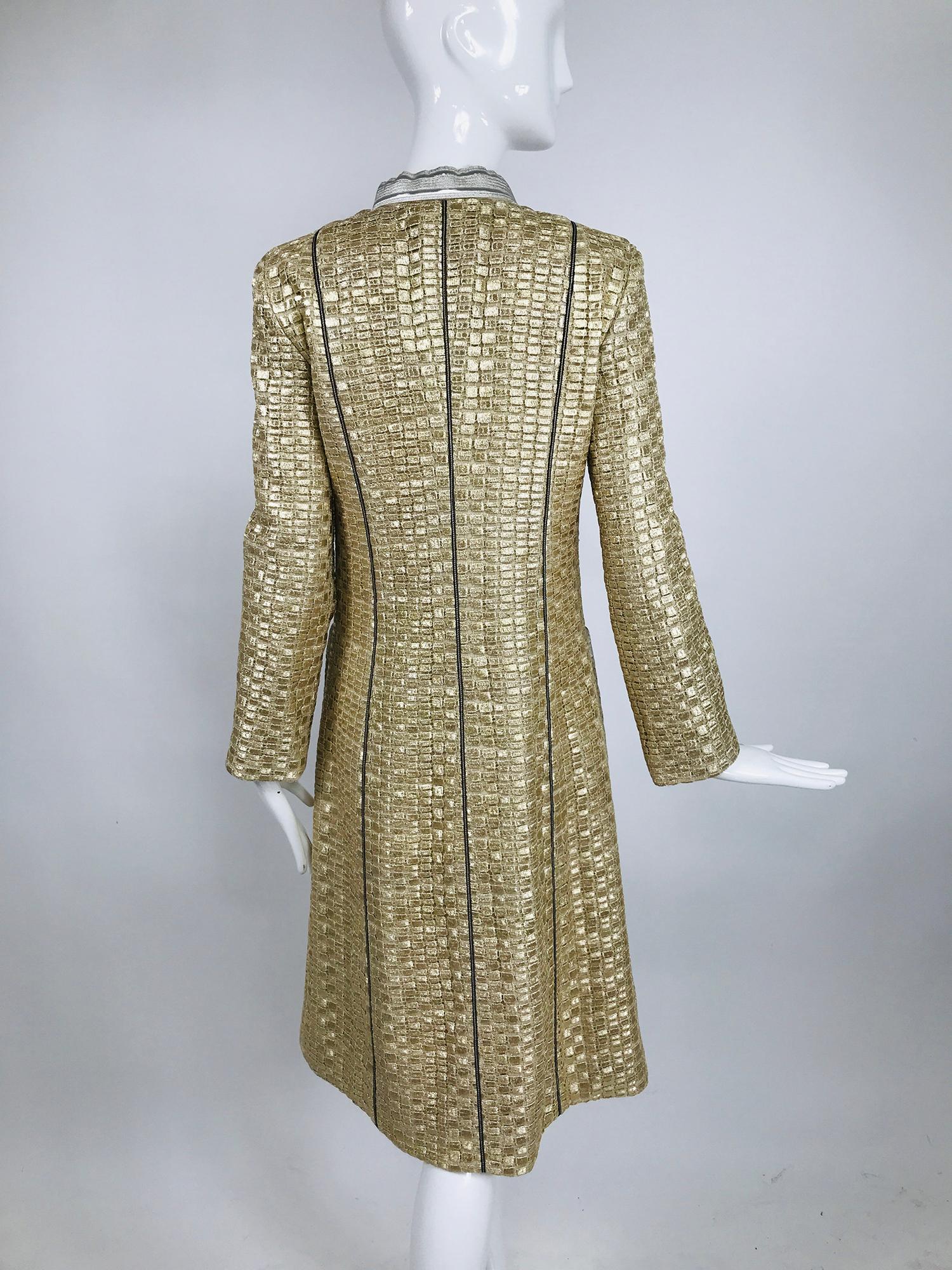 Women's Marc Jacobs Gold and Silver Metallic 4 Pocket Coat For Sale