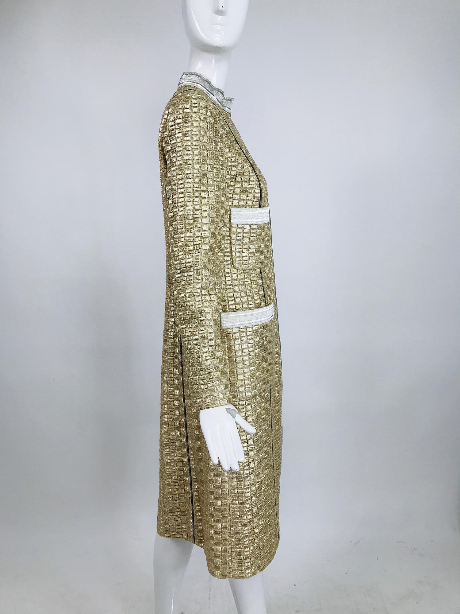 Marc Jacobs Gold and Silver Metallic 4 Pocket Coat For Sale 3