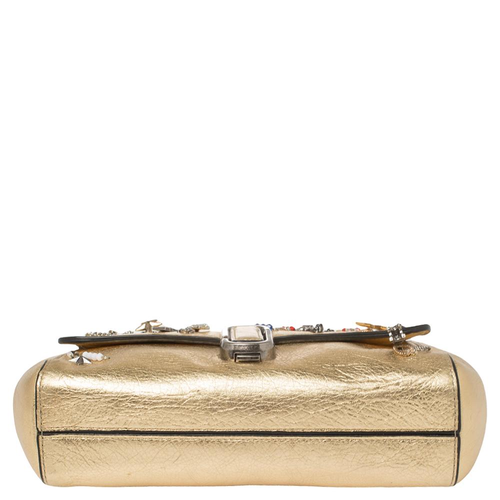 Marc Jacobs Gold Leather Charms And Trinket Crossbody Bag 5