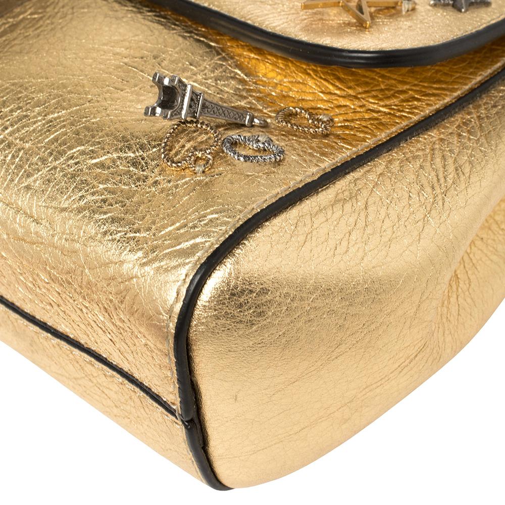 Marc Jacobs Gold Leather Charms And Trinket Crossbody Bag In Good Condition In Dubai, Al Qouz 2