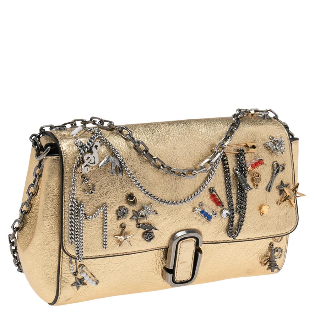 Marc Jacobs Gold Leather Charms And Trinket Crossbody Bag 2