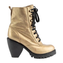 Marc Jacobs Gold Plateaustiefel mit Shearling Größe UK 3