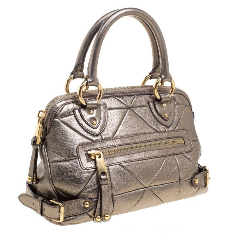 Brown Marc Jacobs Gold Quilted Leather Satchel