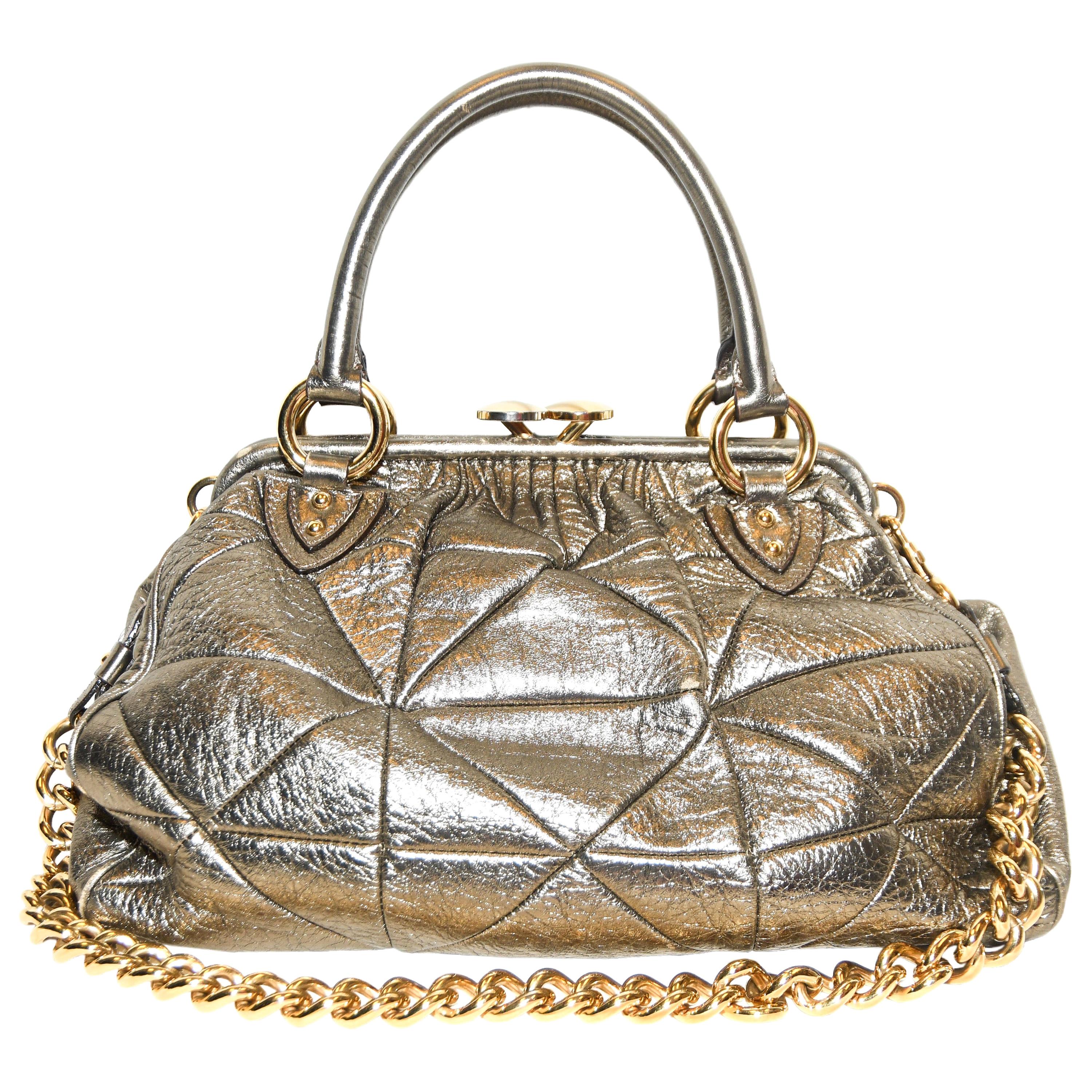 Marc Jacobs Gold Tone Quilted Metallic Stam Bag One External Zipper For  Sale at 1stDibs