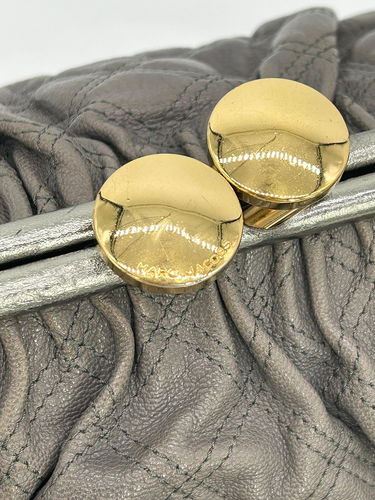 Marc Jacobs Gray Quilted Leather Gold Stam Bag For Sale 7