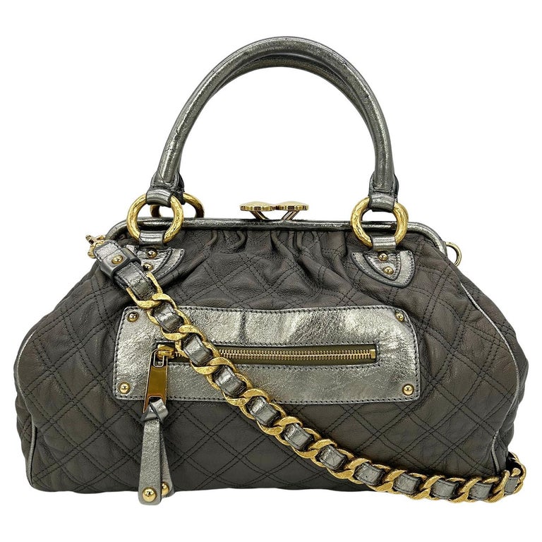 Marc Jacobs Gray Quilted Leather Gold Stam Bag For Sale at 1stDibs
