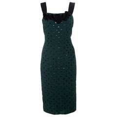 Marc Jacobs Green and Black Polka Dotted Sleeveless Dress S