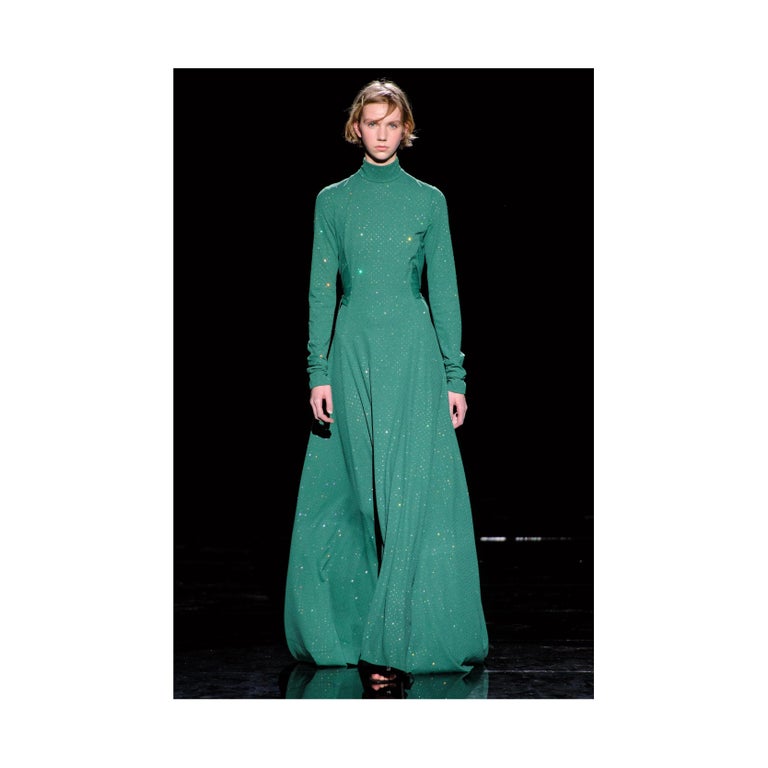Marc Jacobs Green Crystal Long Gown - '10s For Sale at 1stDibs