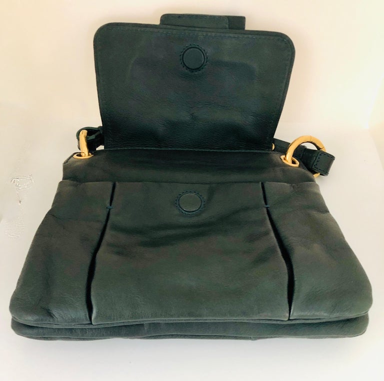 Marc Jacobs Green Leather Double Saddlebag w/ Top Handle and Metal