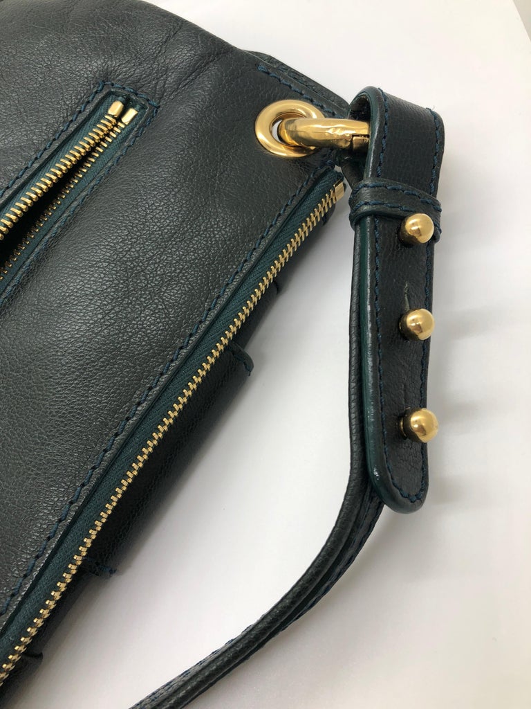 Marc Jacobs Green Leather Double Saddlebag w/ Top Handle and Metal