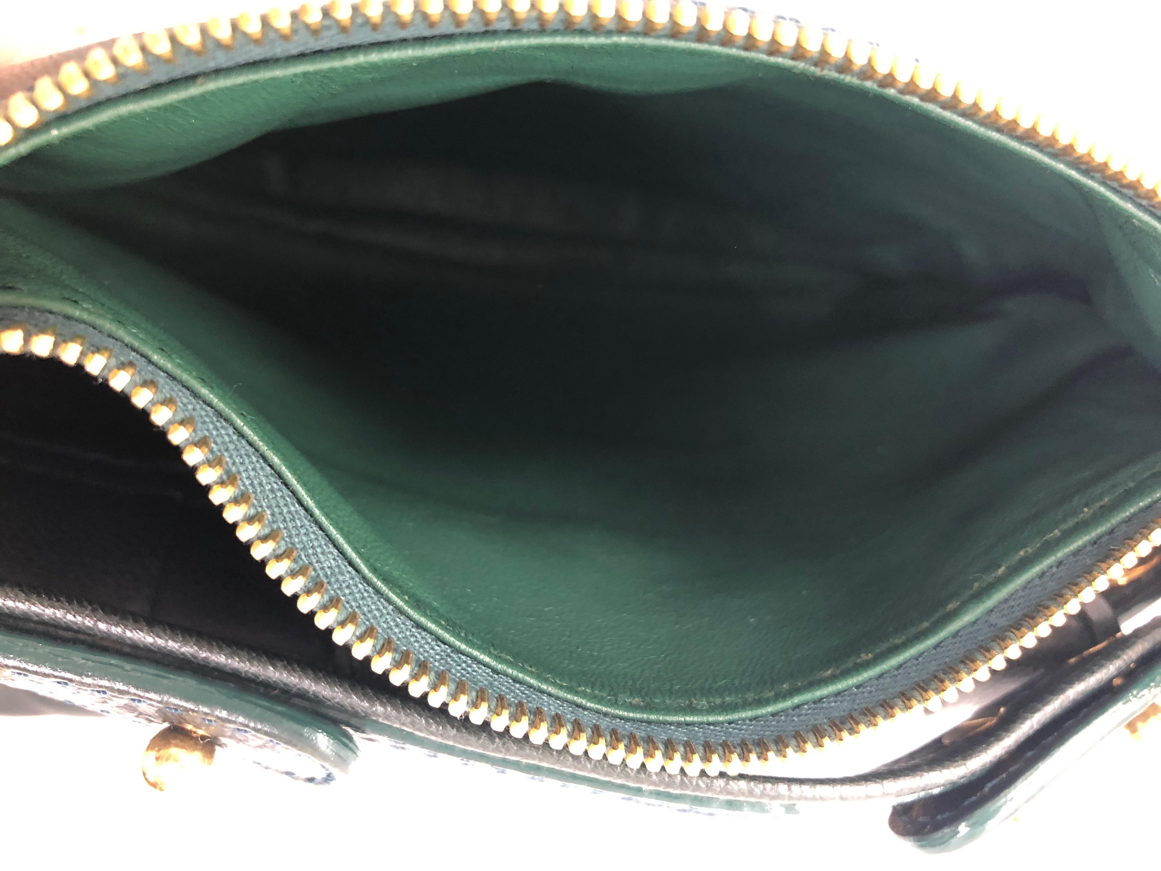 Marc Jacobs Green Leather Double Saddlebag w/ Top Handle & Metal / Jewel Accents 13
