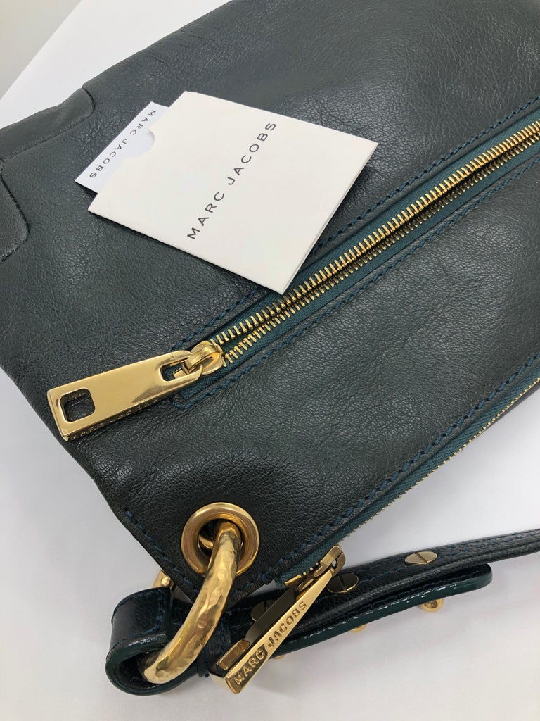 Marc Jacobs Green Leather Double Saddlebag w/ Top Handle and Metal