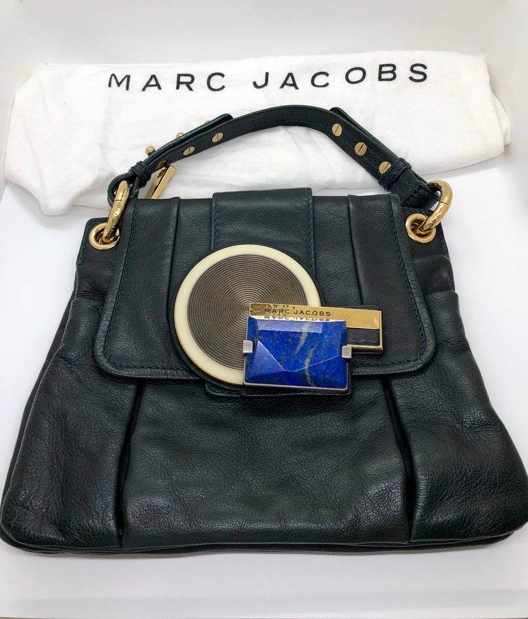 Marc Jacobs Green Leather Double Saddlebag w/ Top Handle and Metal
